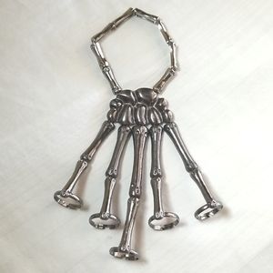 Silver Skeleton Metal Hand Bracelet